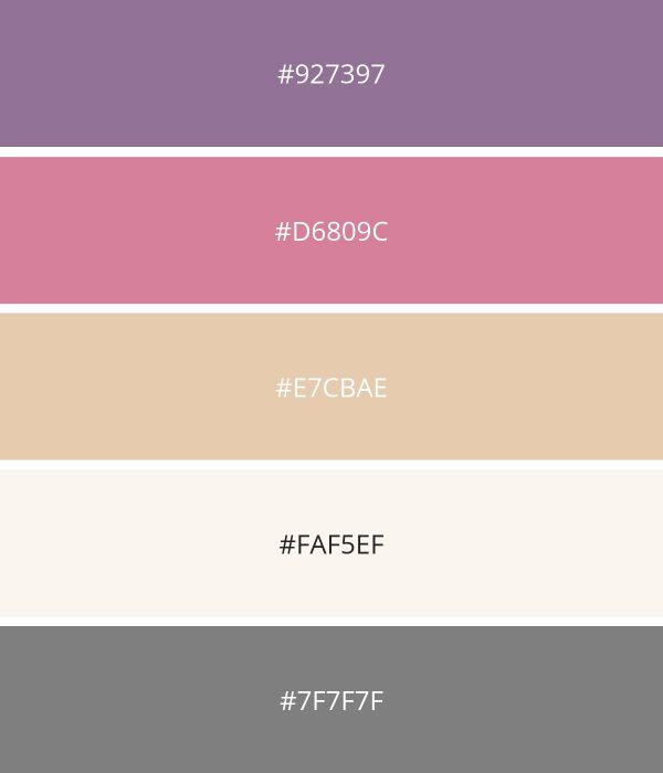 Purple Boho Color Scheme for Wellness or Yoga Website 
