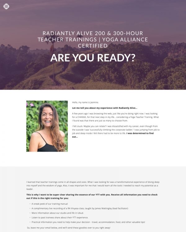 Radiantly Alive Yoga Website